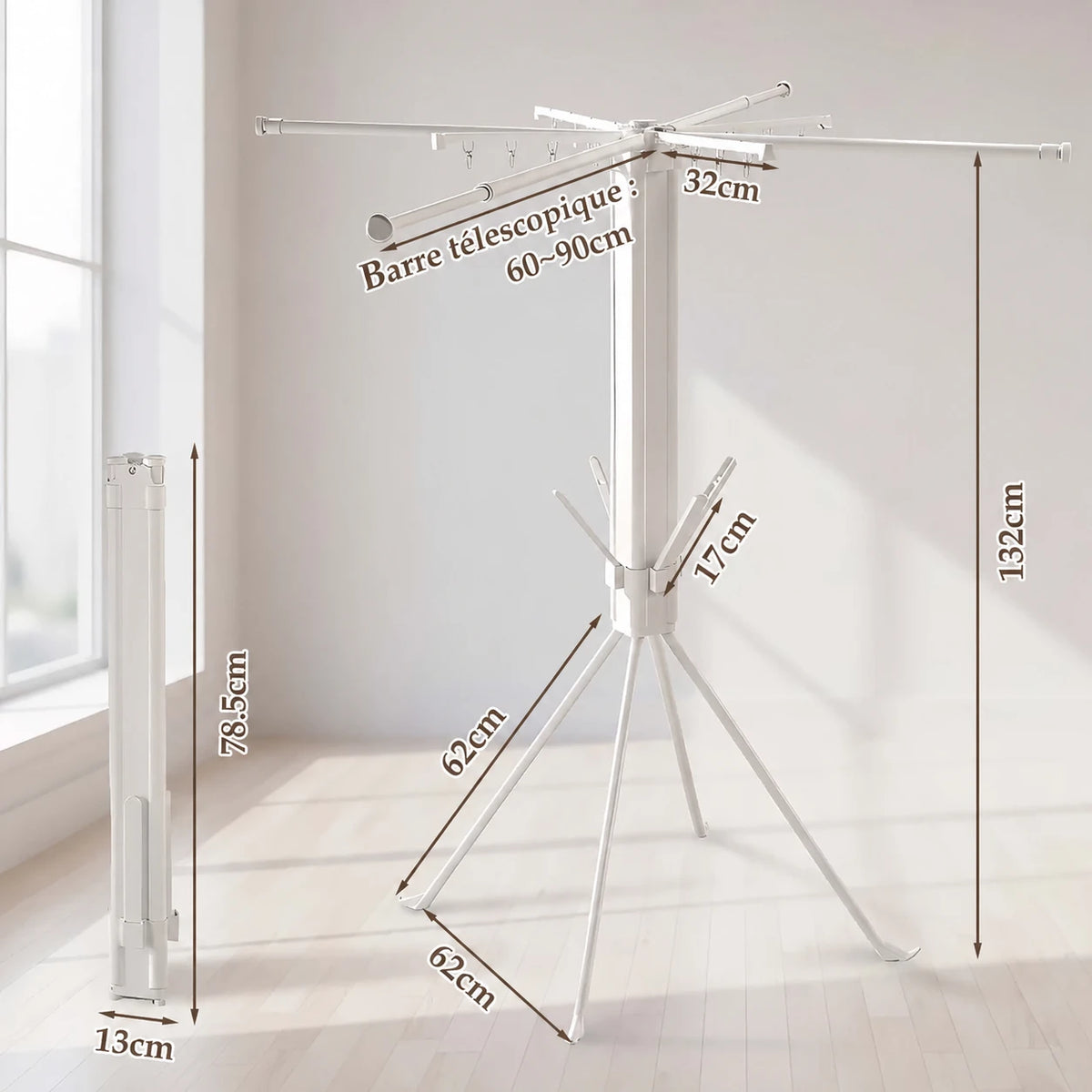 Séchoir parapluie télescopique portable — vue 4