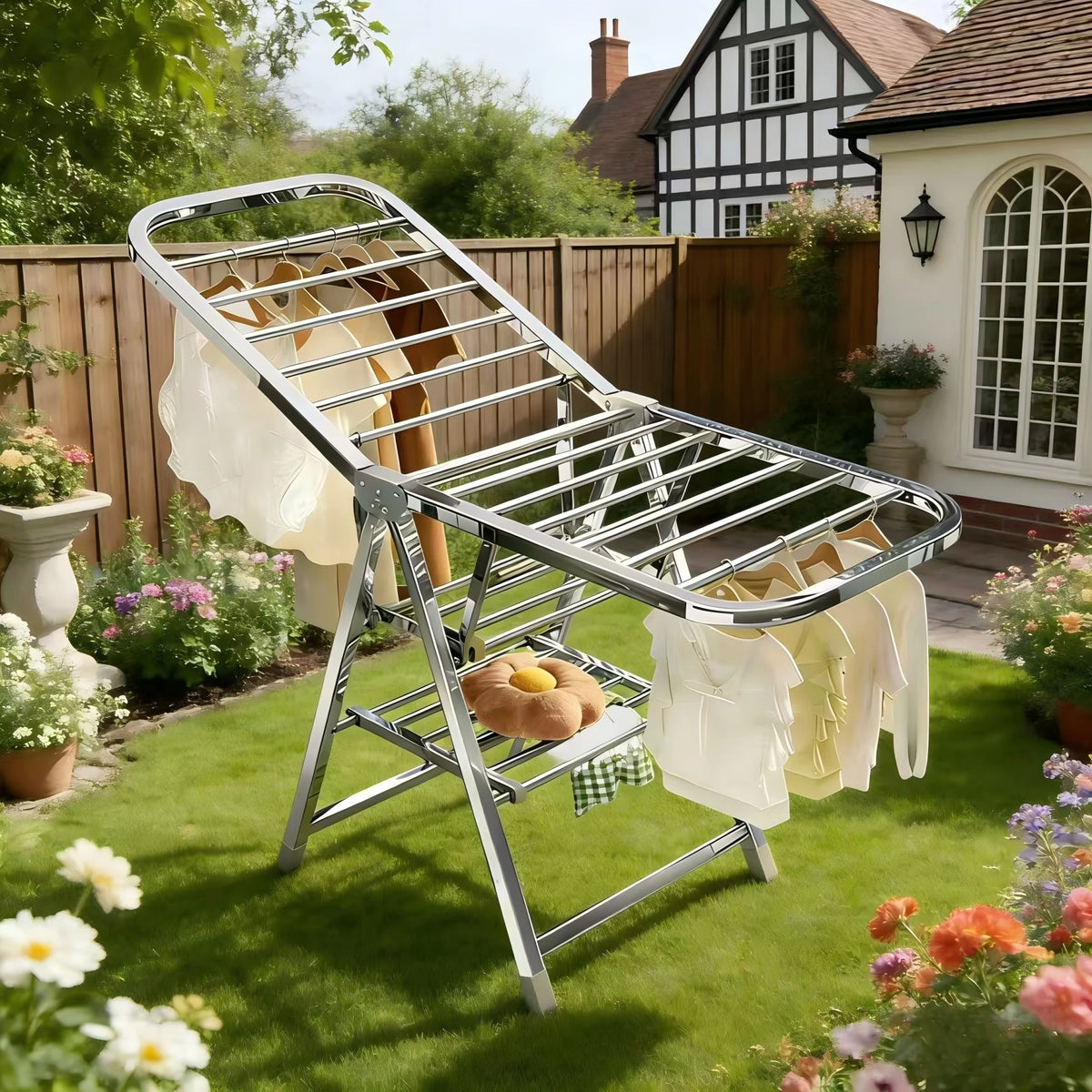 Étendoir à linge pliable inox – ailes grande capacité