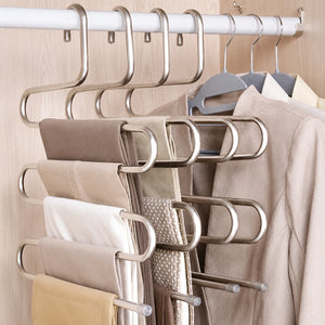 Cintres multi-niveaux 5 couches aluminium rangement pantalon et hauts