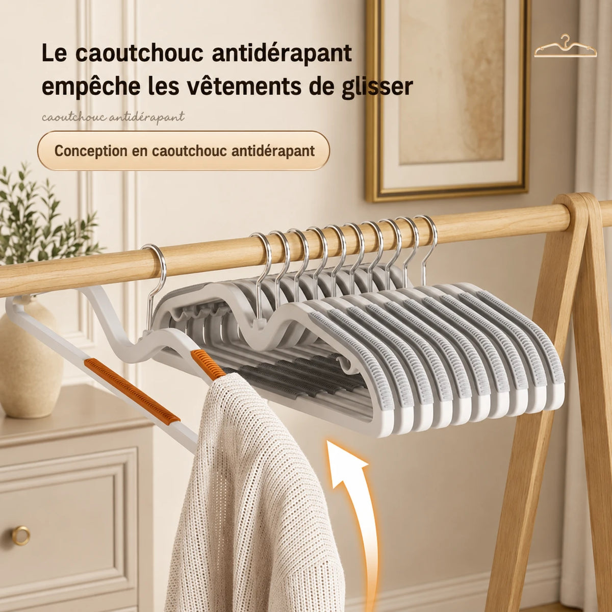 Cintres col court gain de place antimarque épaule lot de 10