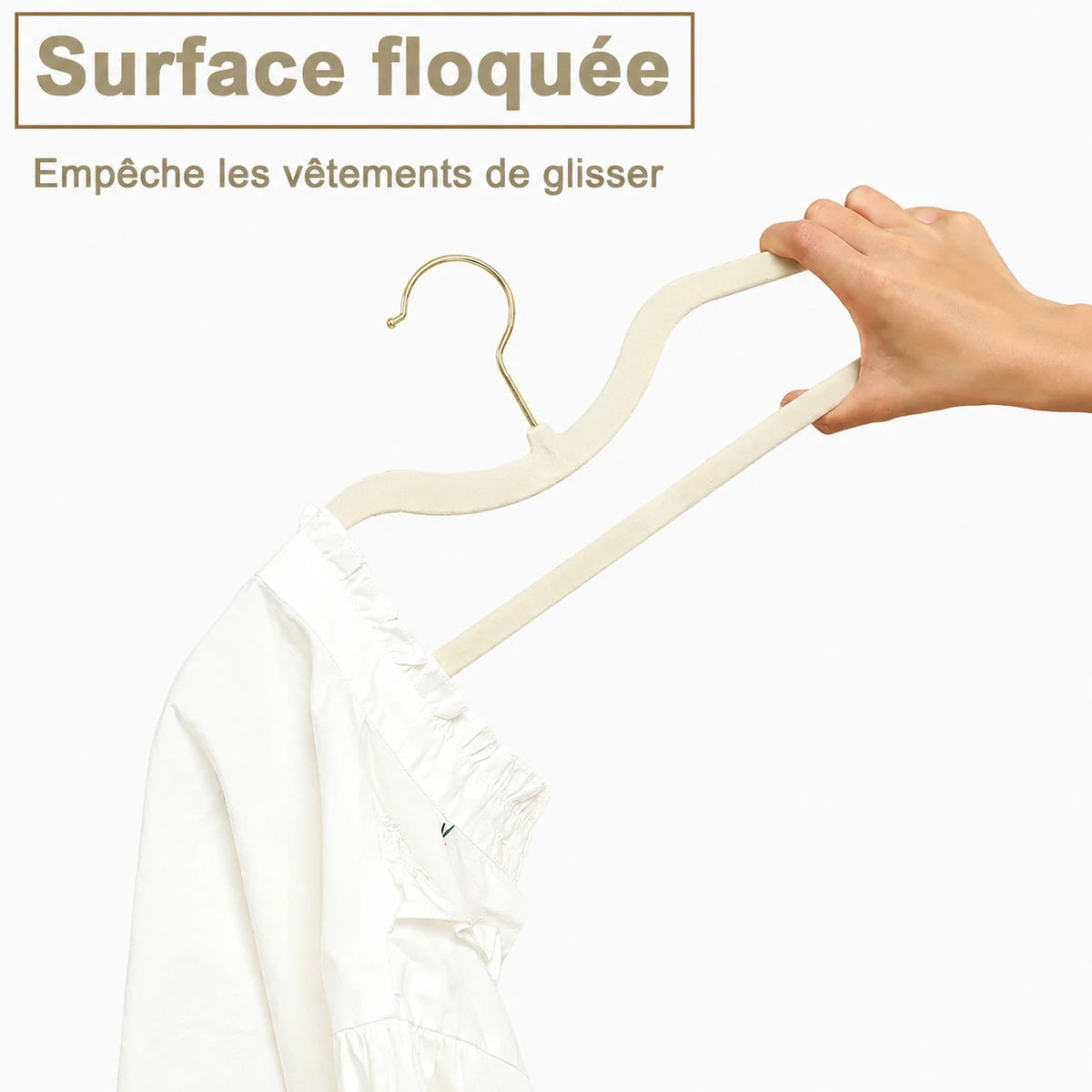 Cintres col court velours antidérapants — vue 3