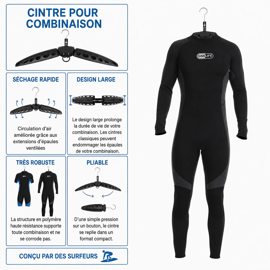 Cintre combinaison néoprène plongée surf séchage vêtements mouillés