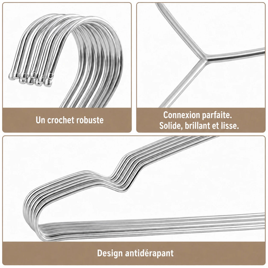 Cintres métal ultra-fins 42cm gain de place lot de 20 ou 50