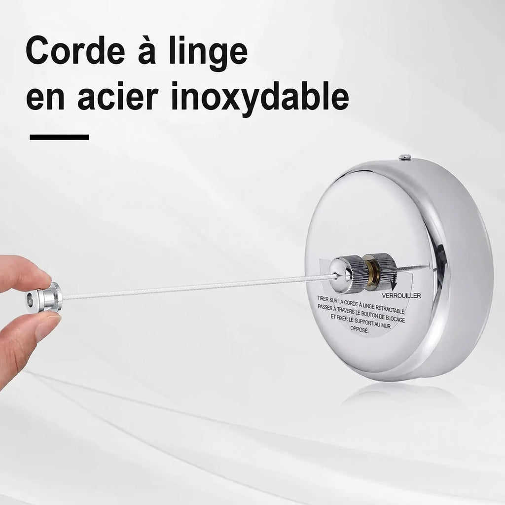 Corde à linge acier inoxydable murale — vue 3