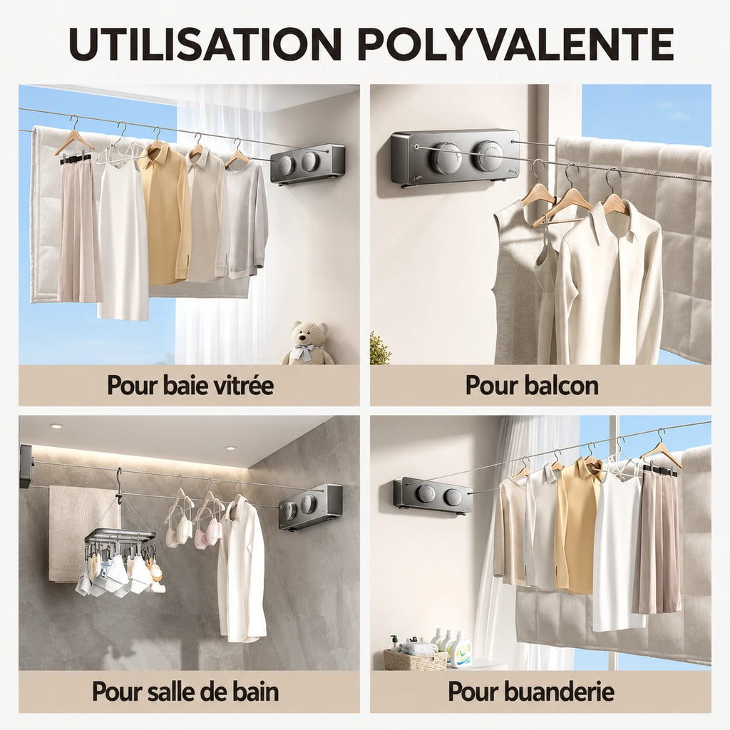 Corde à linge compacte double fil — vue 3