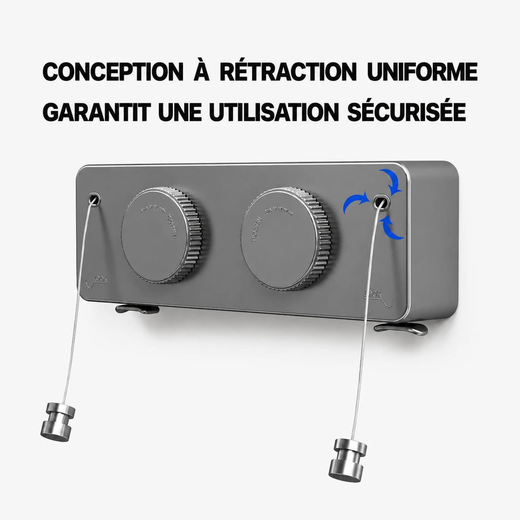 Corde à linge compacte double fil — vue détaillée