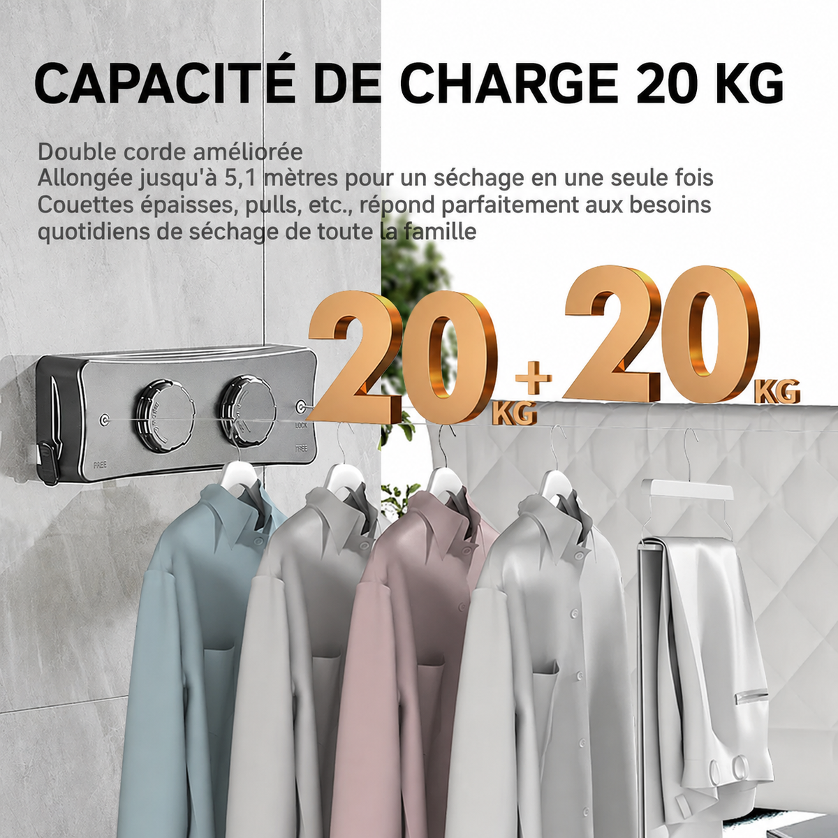 Corde à linge orientable murale — vue 4