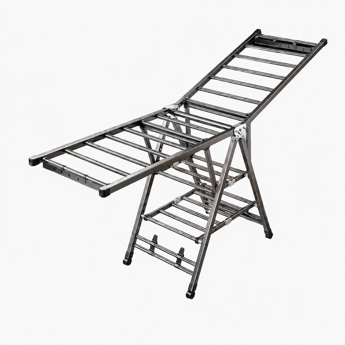 Étendoir à linge pliable sur pied ailes inclinables roulettes