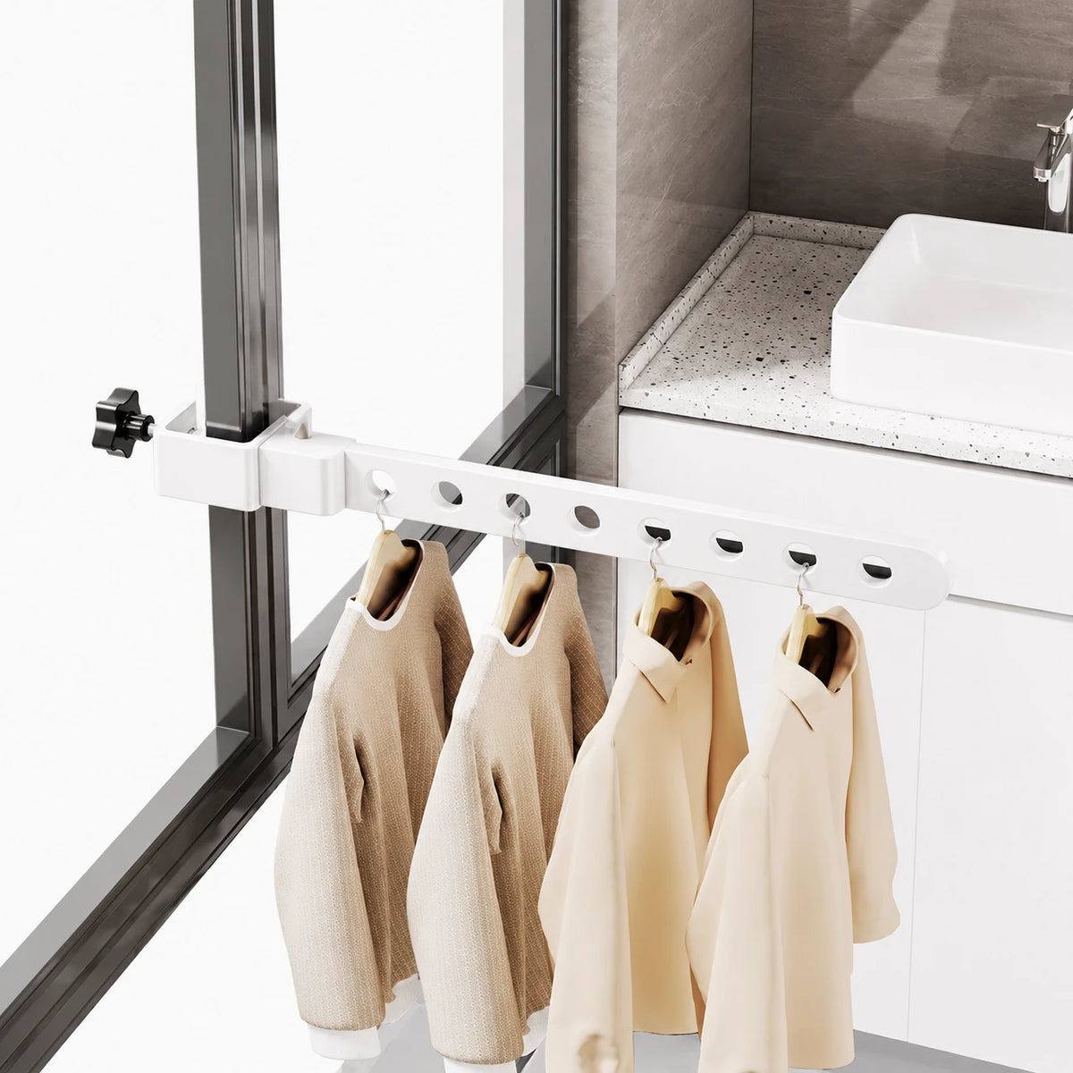 Étendoir balcon barre pliable fenêtre — vue 6