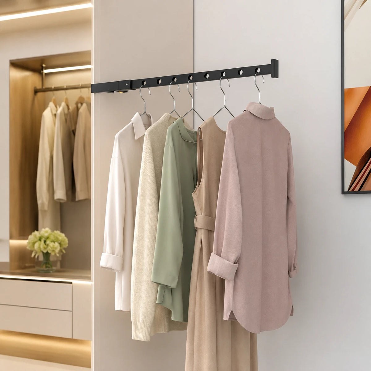 Étendoir balcon barre pivotante 360 — vue détaillée