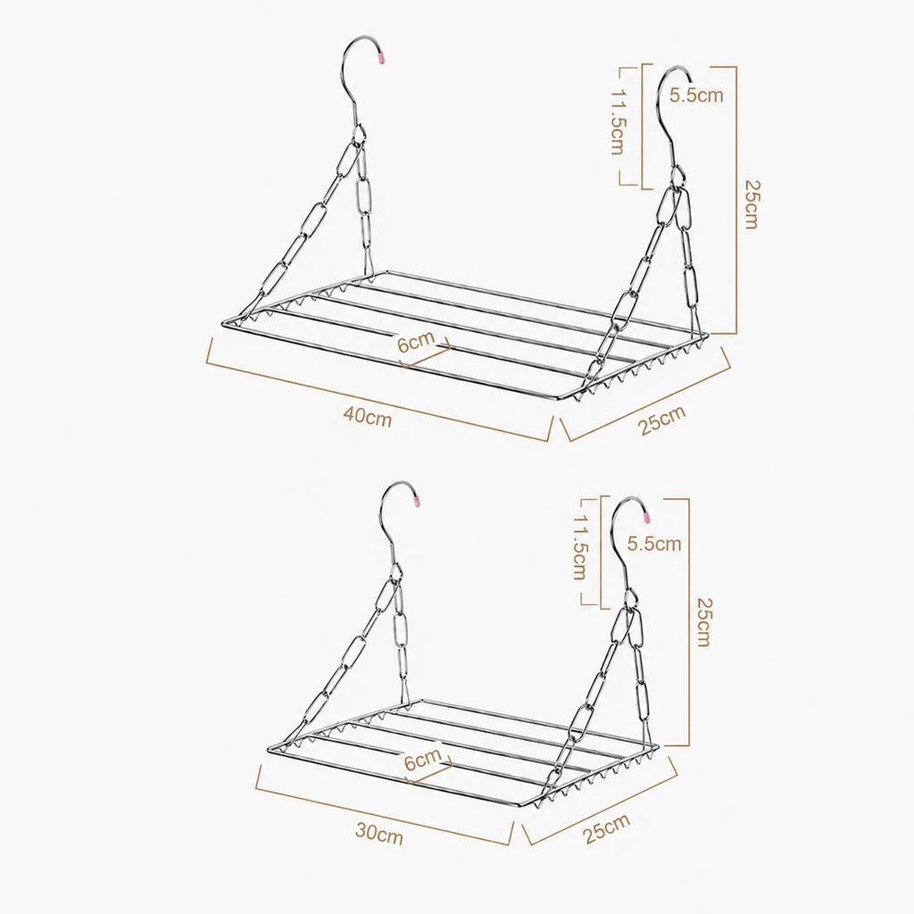 Étendoir balcon grille suspendue inox — vue 3
