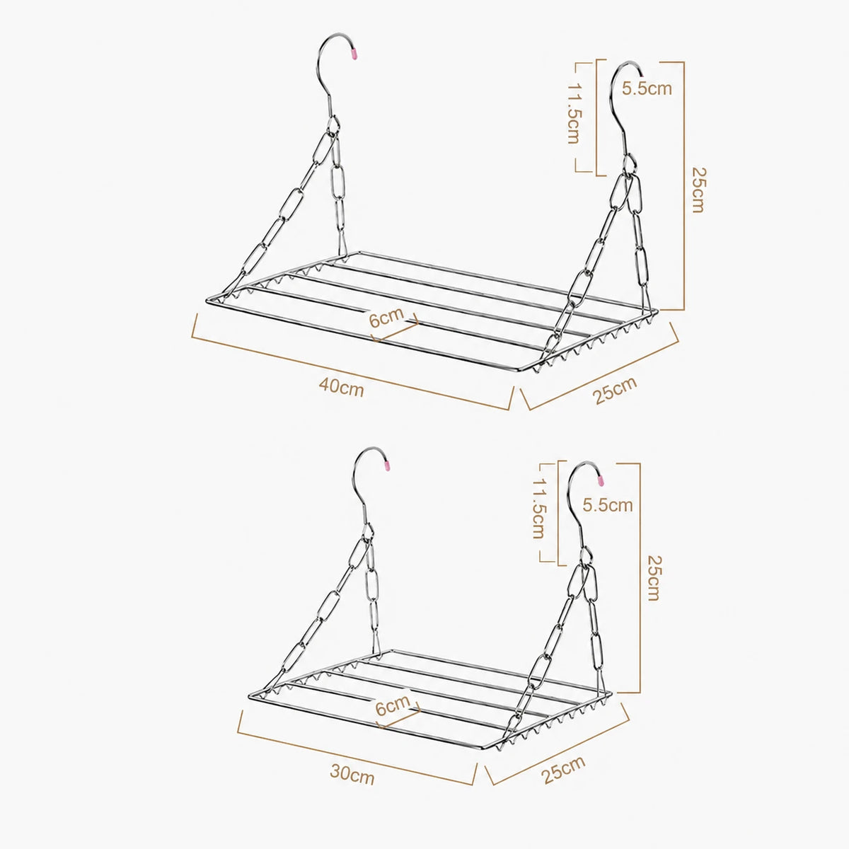 Étendoir balcon grille suspendue inox — vue 3