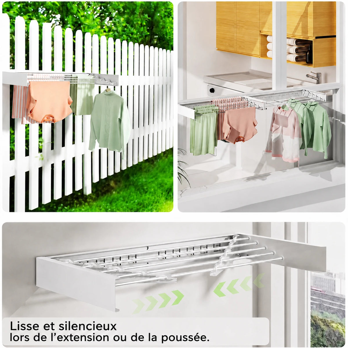 Étendoir mural pliable 5 tiges aluminium — vue 6