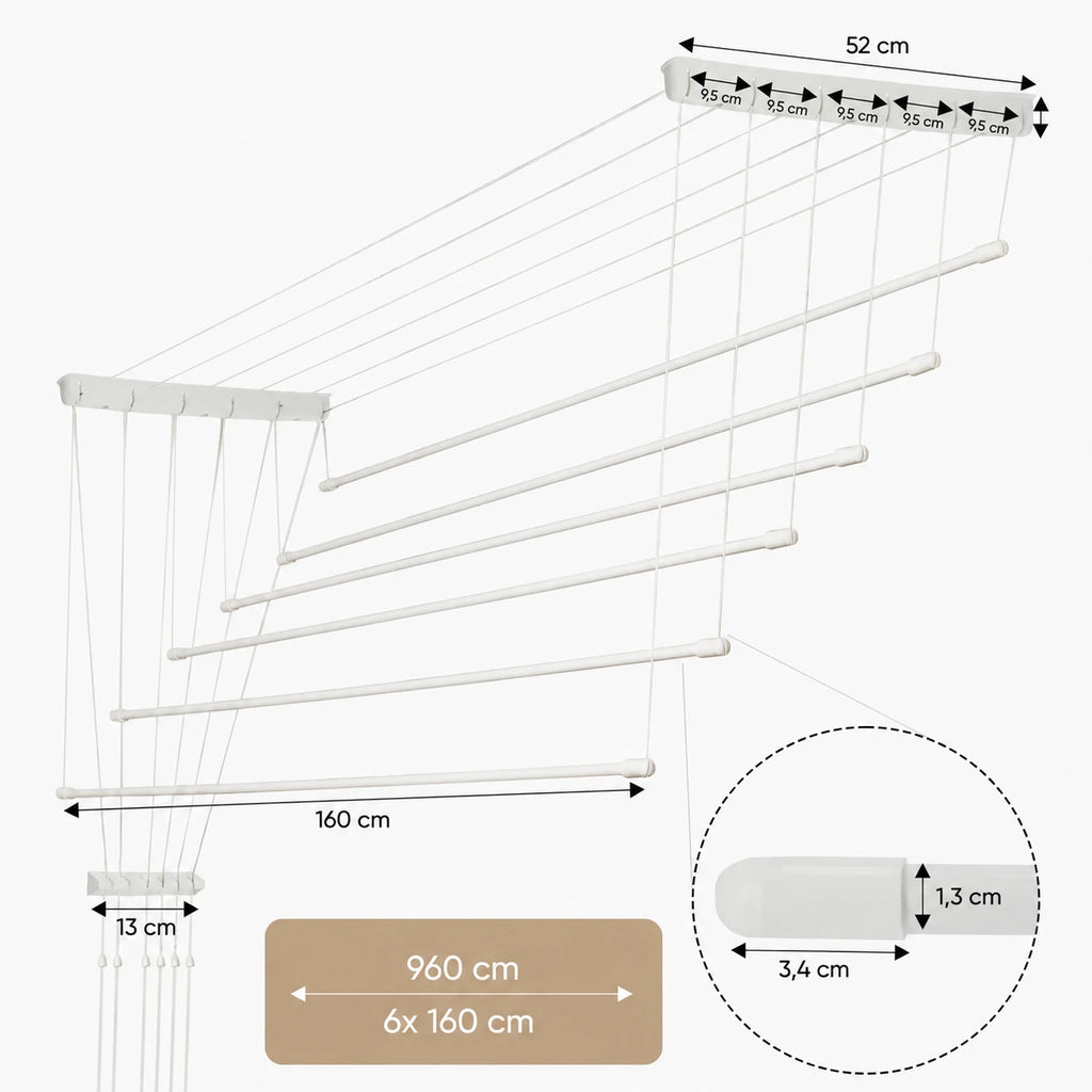 Étendoir plafond manuel 6 barres — vue 3