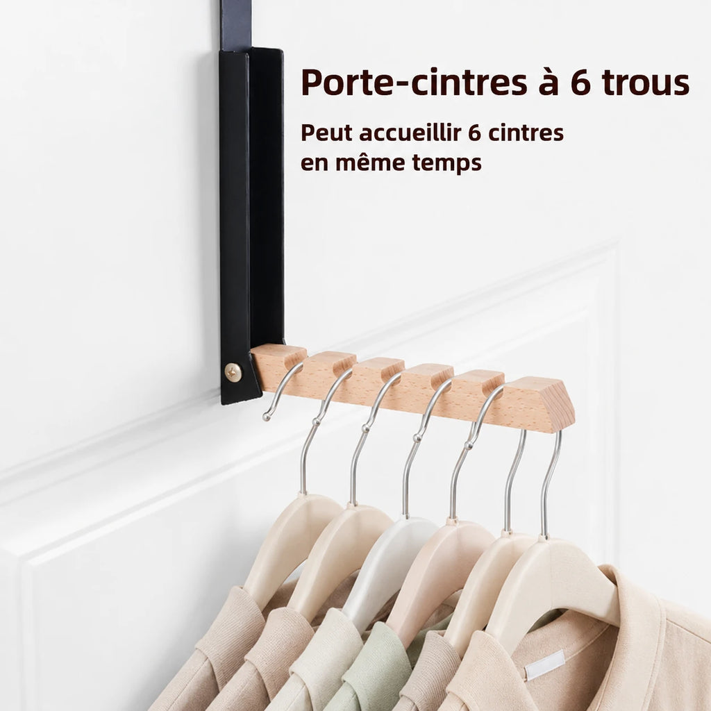 Étendoir porte bois hêtre et fer noir 6 crochets