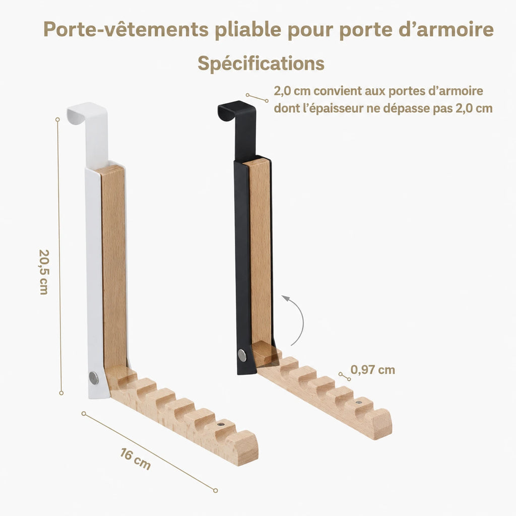 Étendoir porte bois hêtre fer noir — vue détaillée