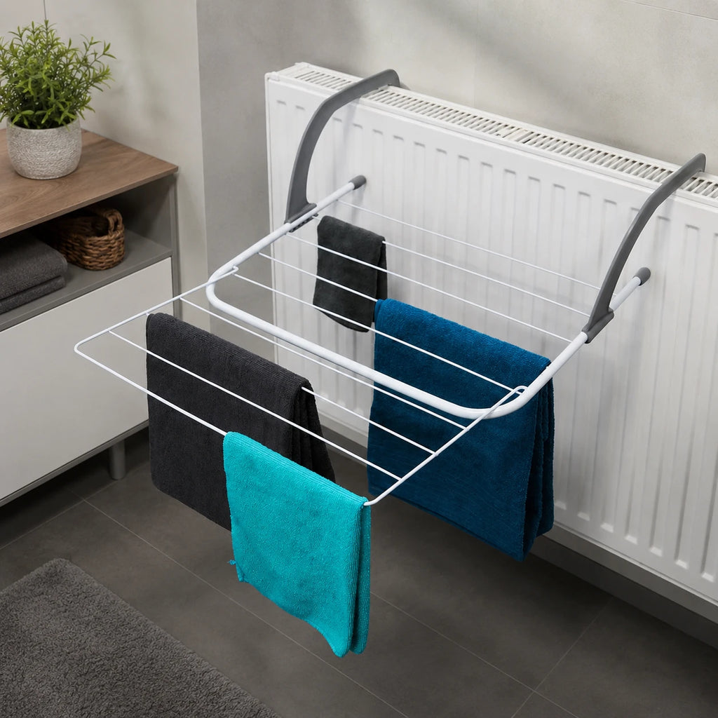 Étendoir radiateur double aile blanc — vue détaillée