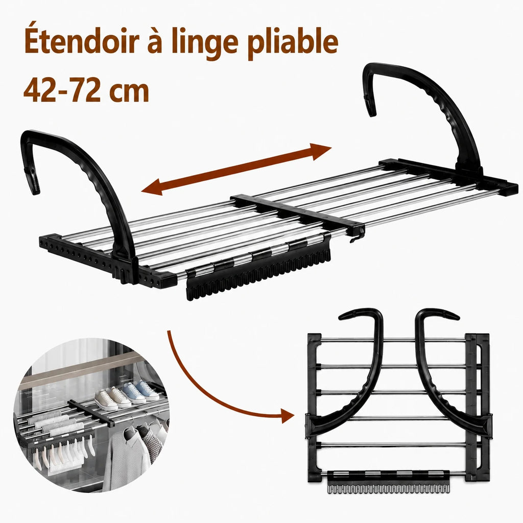 Étendoir radiateur extensible noir — vue 3