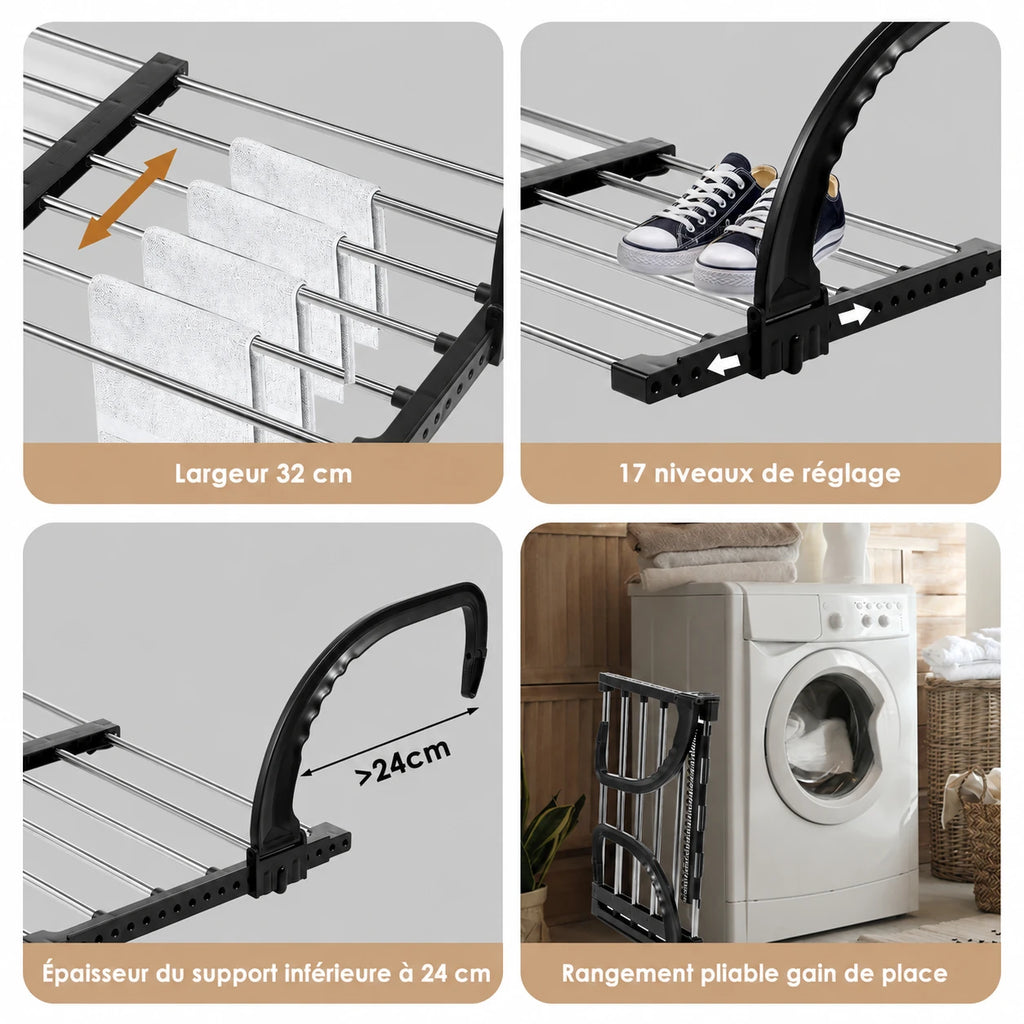 Étendoir radiateur extensible noir — vue 4
