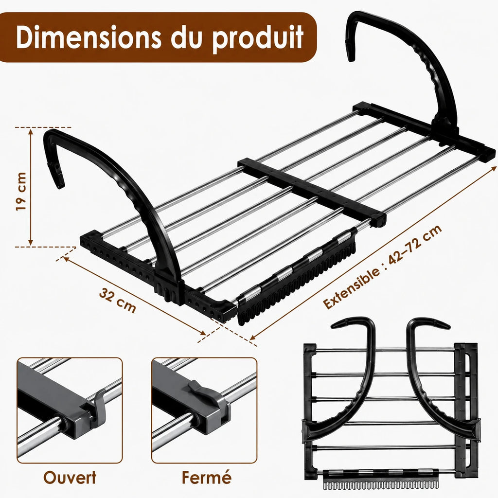 Étendoir radiateur extensible noir — vue 5