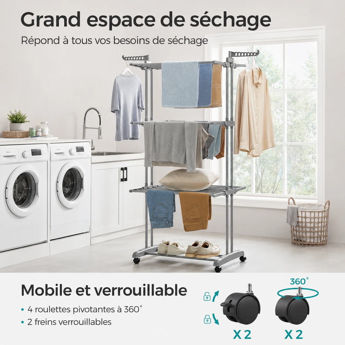 Étendoir tour pliable 4 niveaux — vue 3