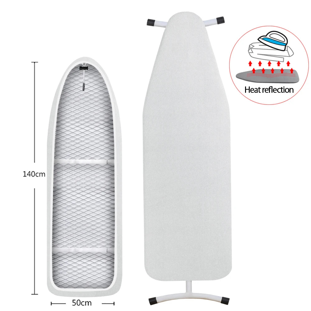 Ironing Board Cover Scorch Resistant, Cotton Cloth Ironing Cover with Padding Heat Reflective Heavy Duty Pad 140x50cm