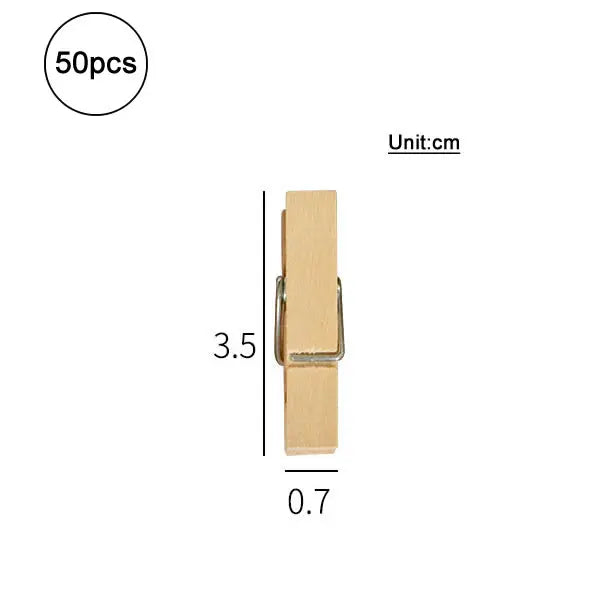 Pinces à linge bois avec ressort — lot de 50, 6 tailles disponibles