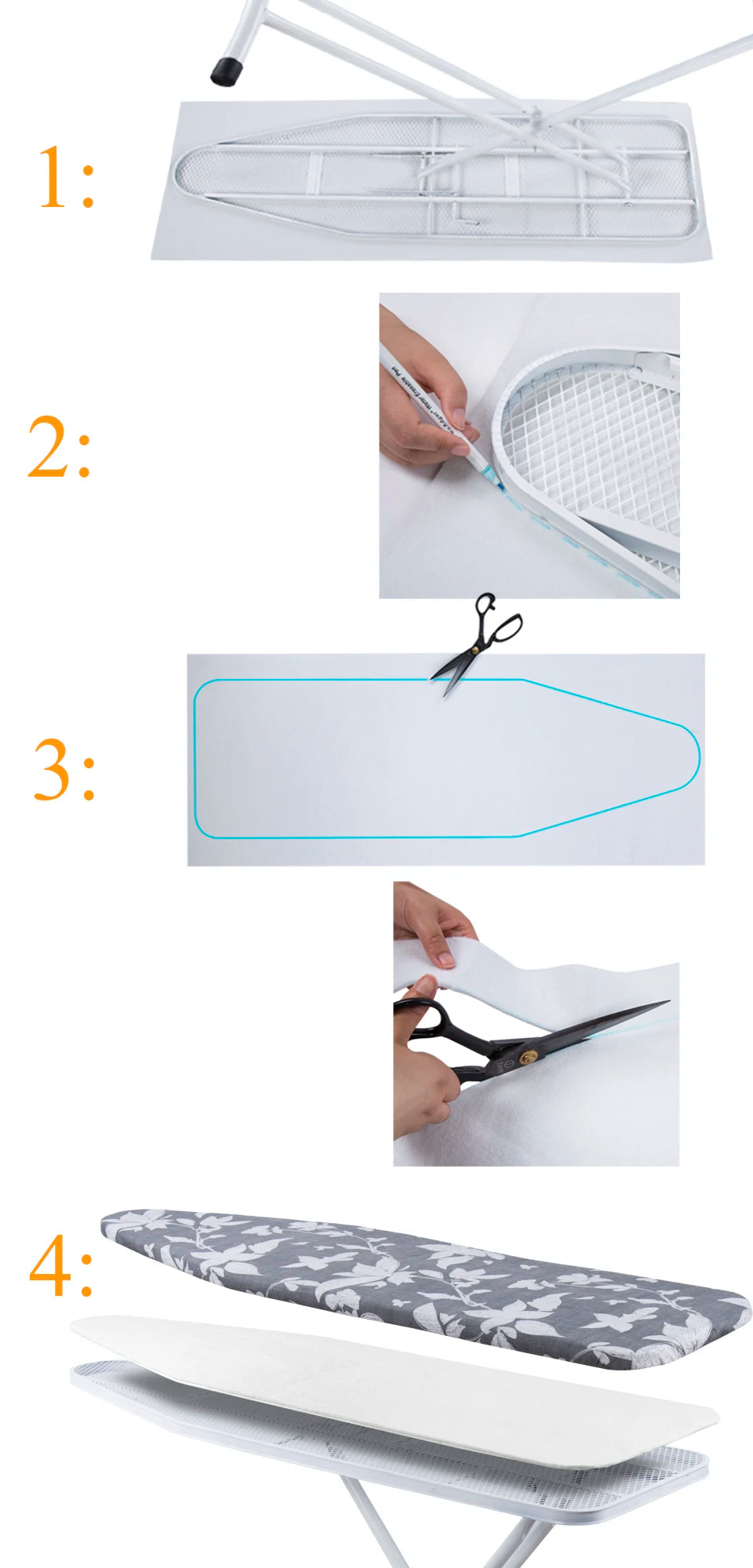 IRONING BOARD FELT PAD , Universal Replacement Ironing Board Felt Padding Underlay Breathable Cotton Felt,Easy to Cut