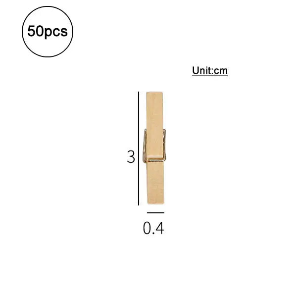 Pinces à linge bois avec ressort — lot de 50, 6 tailles disponibles