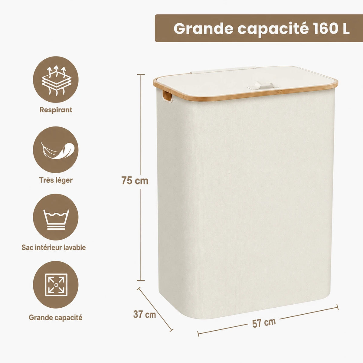 Panier à linge 3 compartiments 160L — vue 4