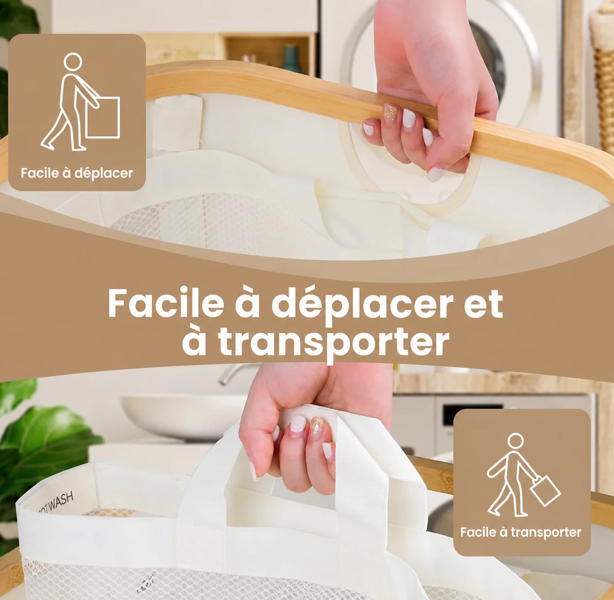 Panier à linge 3 compartiments 160L — vue 3