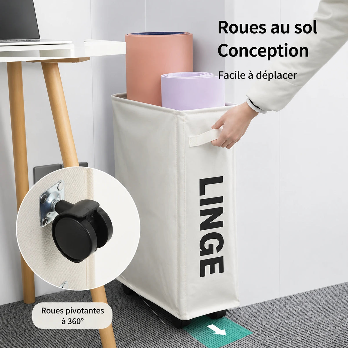 Panier à linge à roulettes pliable multiusage — vue 5