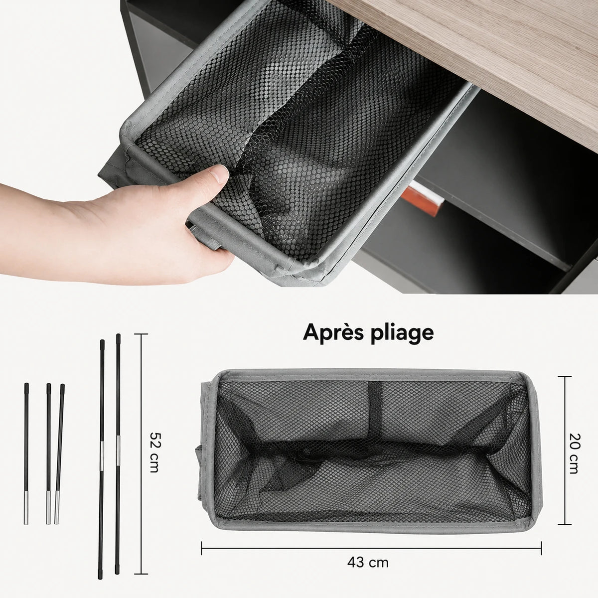 Panier à linge à roulettes pliable multiusage — vue 4