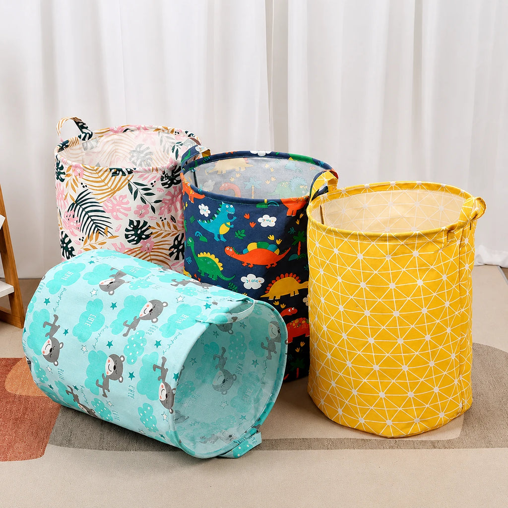 Panier à linge coton et lin motifs enfants — vue 4