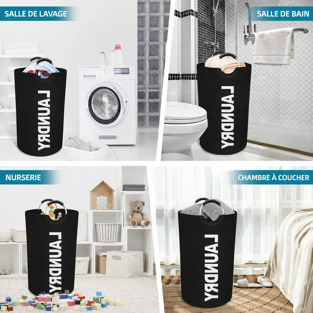 Panier à linge imperméable pliable poignées rembourrées — vue 2