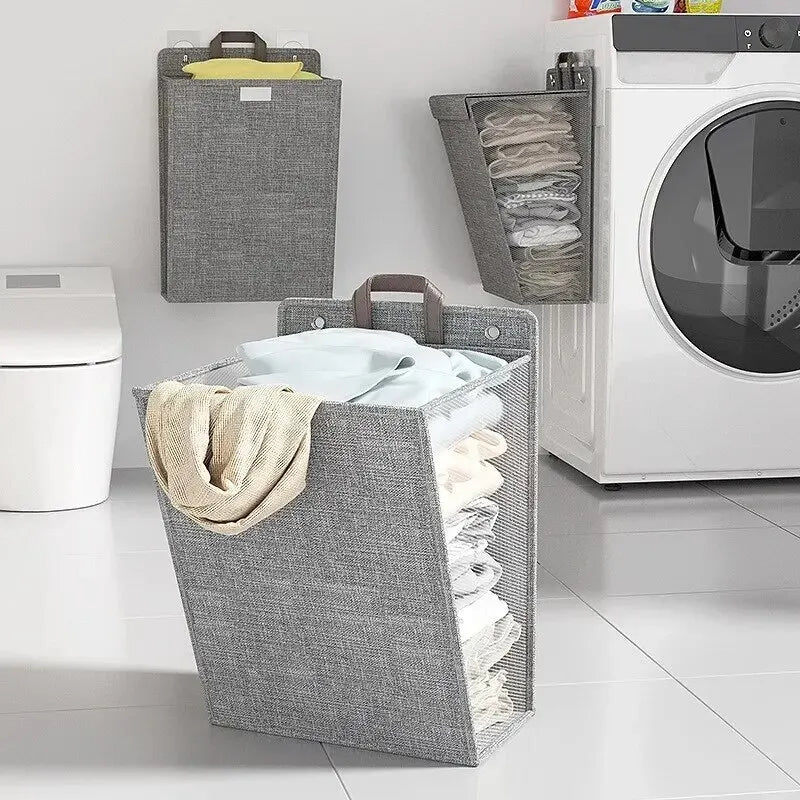 Panier à linge mural adhésif sans perçage filet pliable