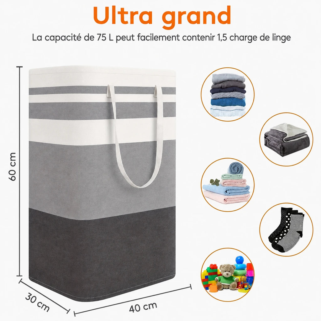 Panier à linge pliable 75L polyester — vue 2