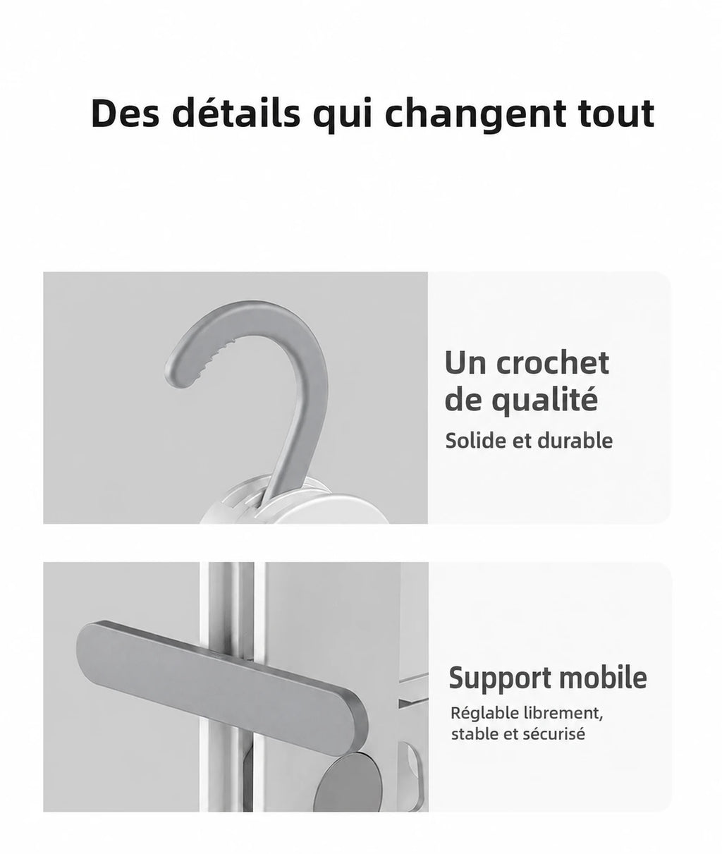 Petit étendoir cintre 7 trous pliable — vue 5