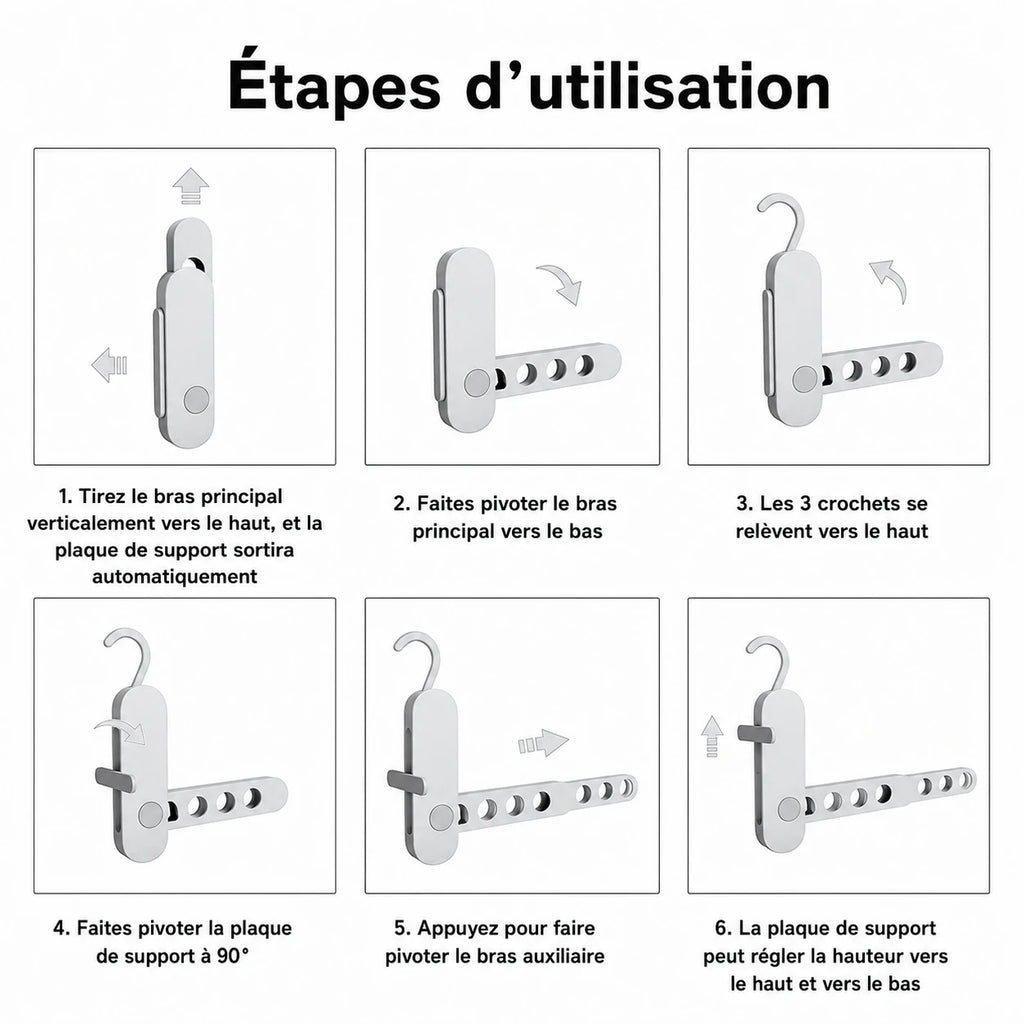 Petit étendoir cintre 7 trous pliable — vue 6