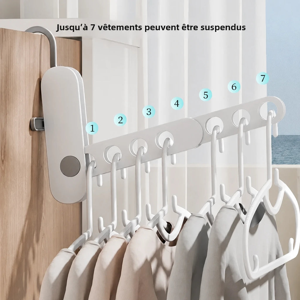 Petit étendoir à linge cintre 7 trous pliable déplacement