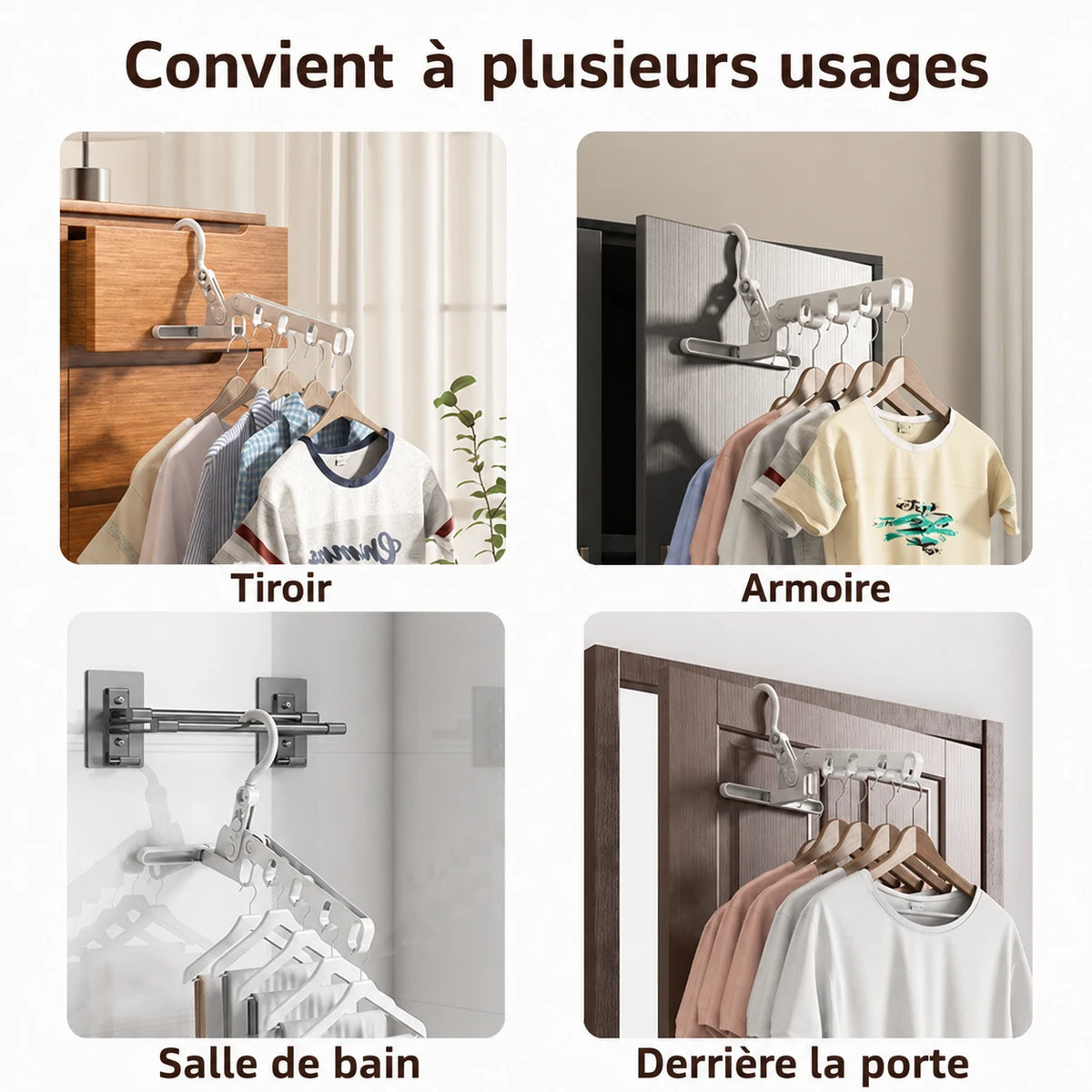 Petit étendoir cintre pliable 5 niveaux — vue 3