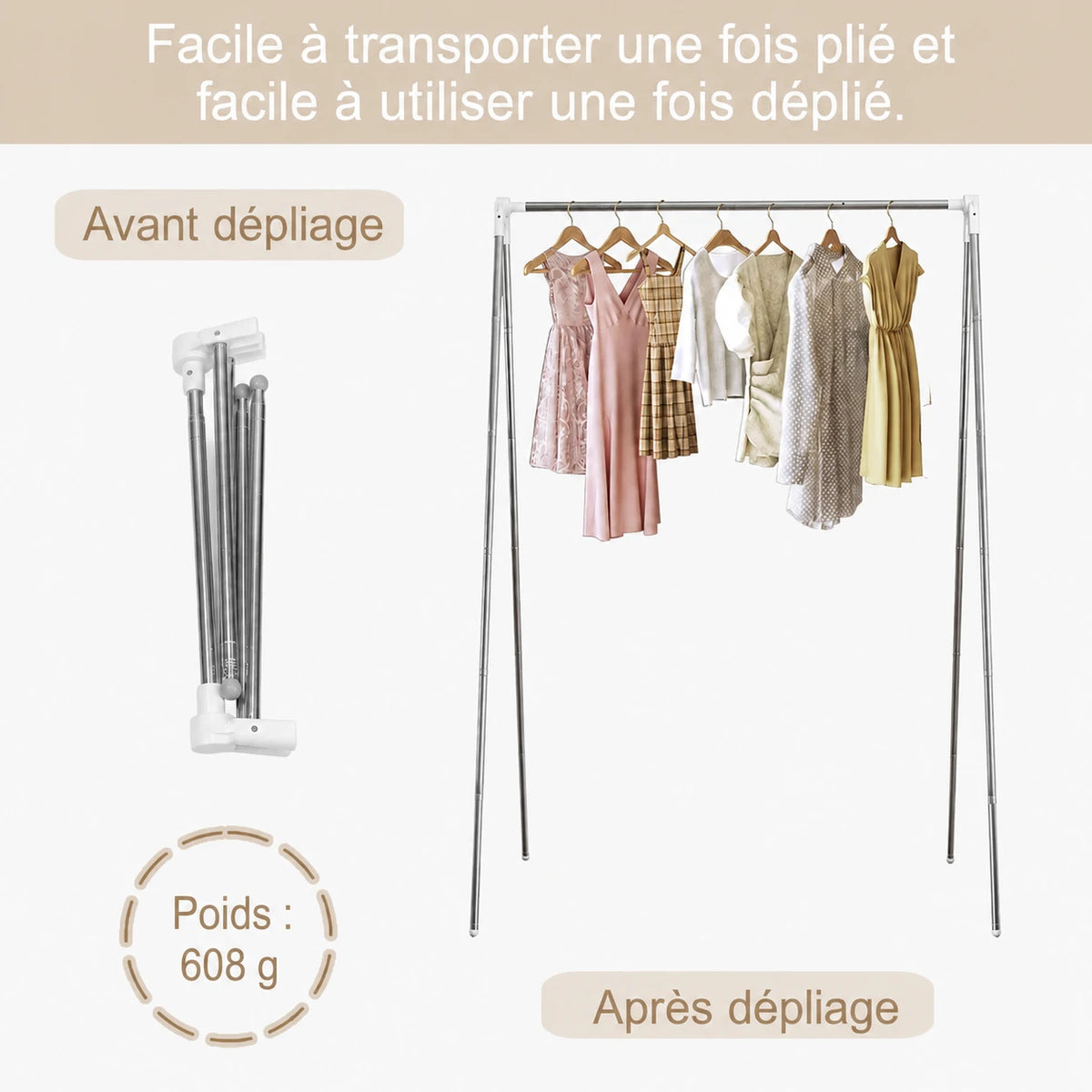 Petit étendoir rétractable camping — vue 3