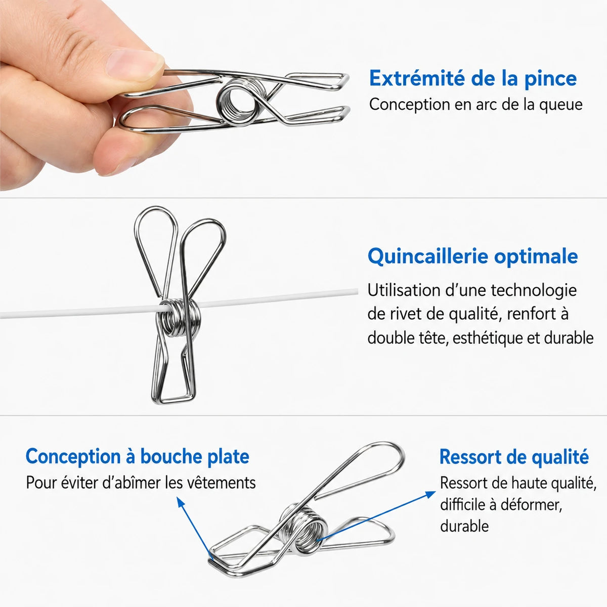 Pinces à linge inox 5 cm ou 6 cm — vue 2