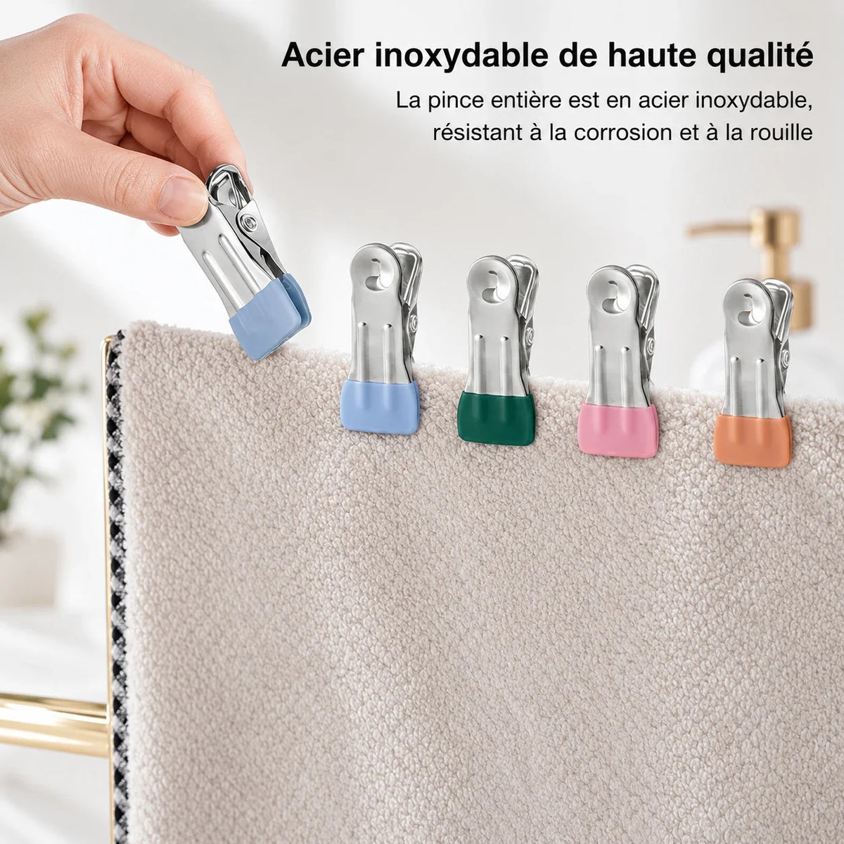 Pinces à linge inox embouts plastique — vue 2