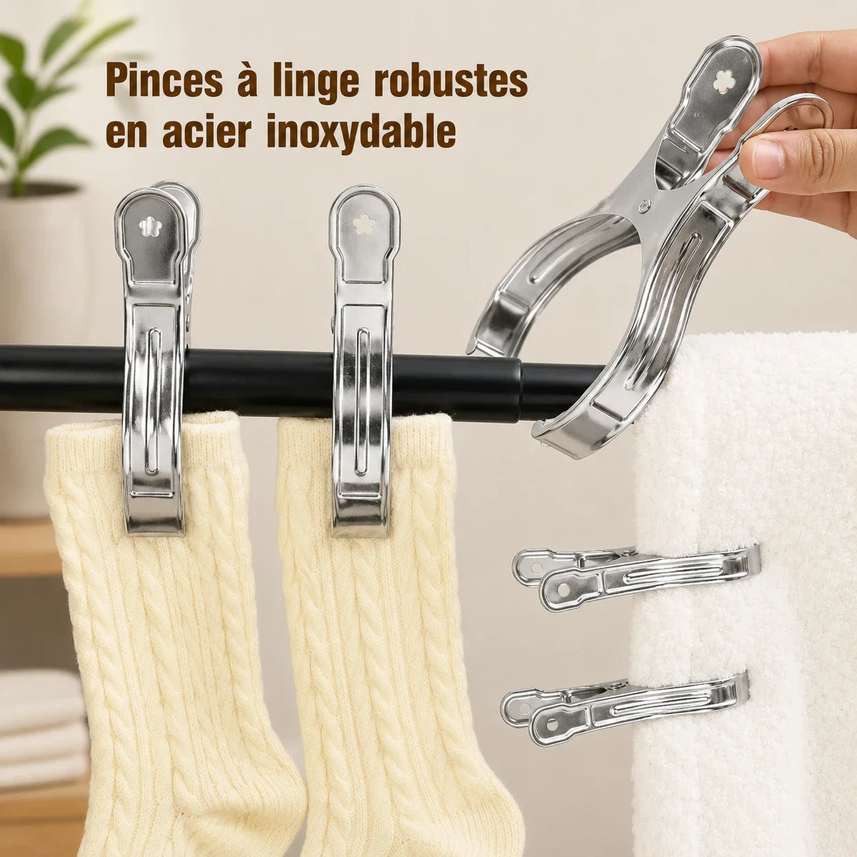Pinces à linge inox grande taille 5,5 cm 9 cm ou 13 cm