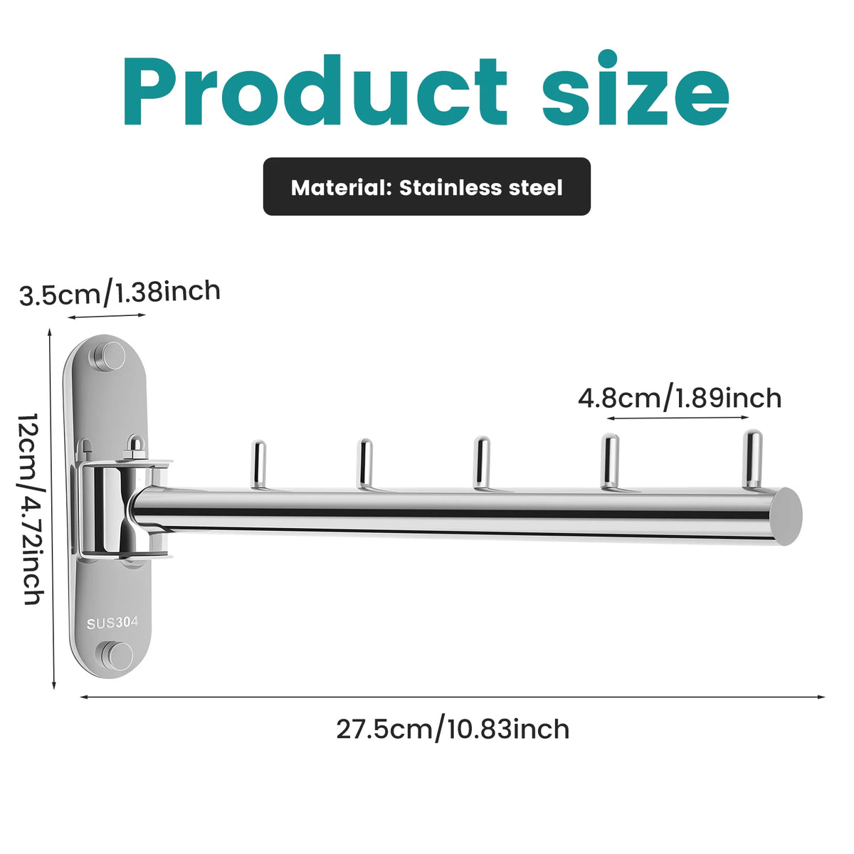 Étendoir mural rotatif pliable – acier inoxydable gain de place