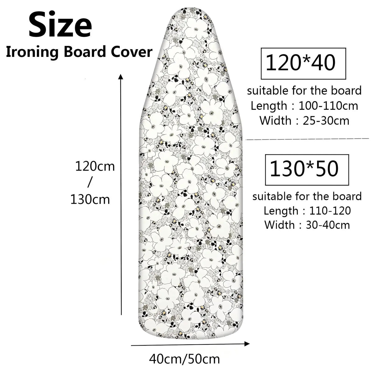 120x40 Ironing Board Cover, Heavy Duty Ironing Pad Covers With Hook And Loop Fastener Strap, Elastic Edges Easy Install
