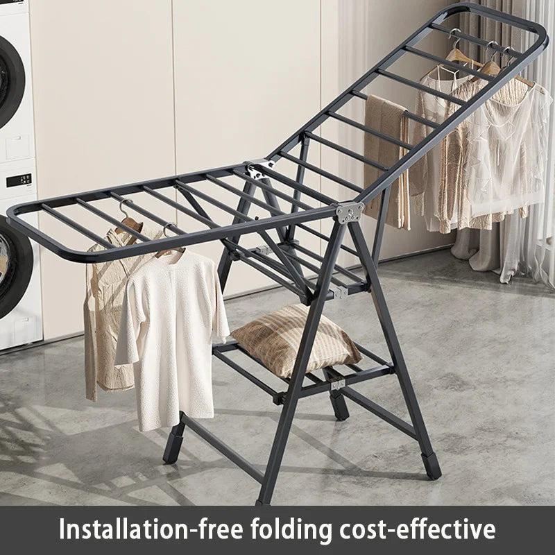 Étendoir à linge pliable vertical – 2 niveaux roulettes