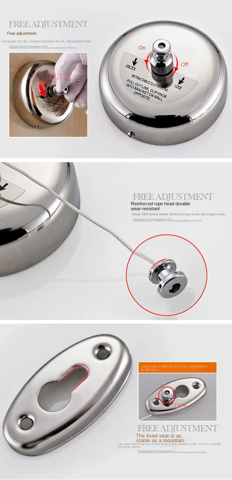 Corde à linge acier inoxydable – rétractable murale