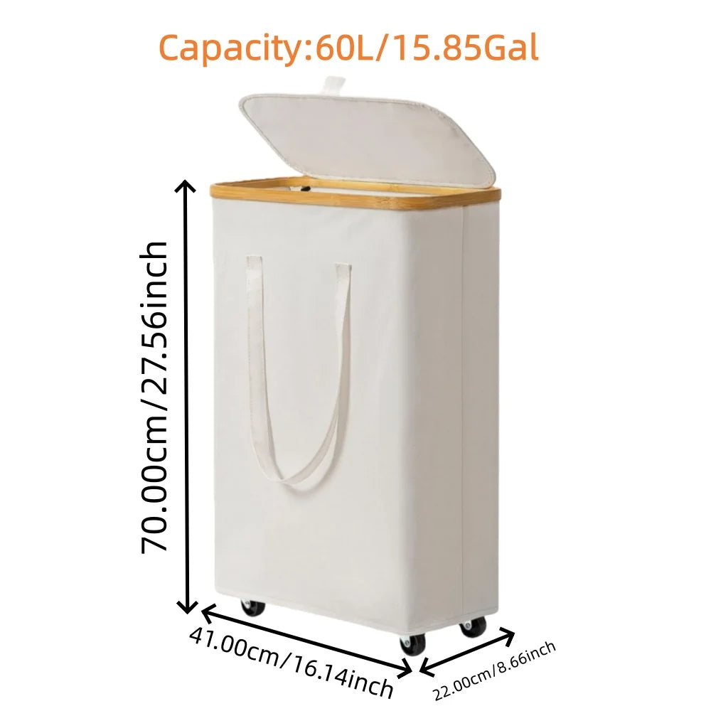 Panier à linge rectangulaire à roulettes – sac amovible 60 ou 100L